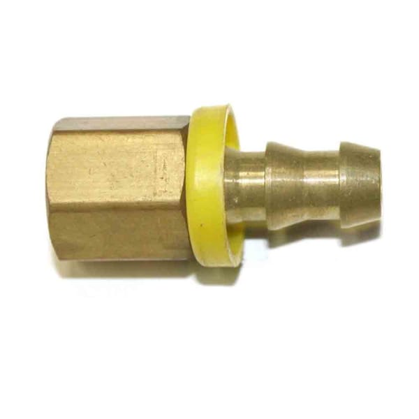 Interstate Pneumatics Easy Lock Brass Hose Fittings, Connectors, 3/8 Inch Push-Lock Barb x 1/4 Inch Female NPT End FL046 - main